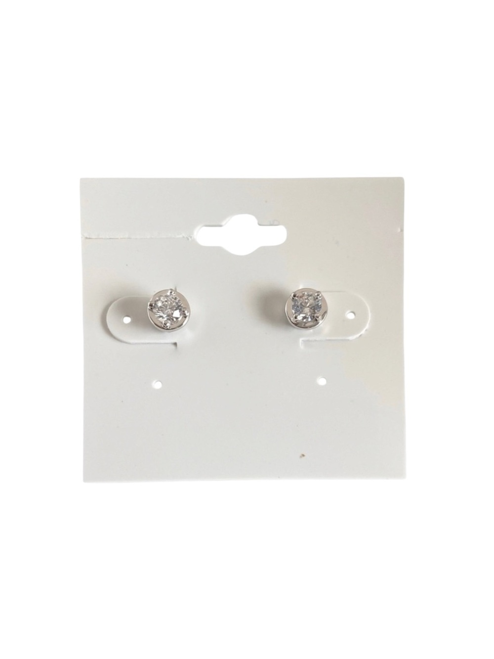 new Lassaire ᪥ Simulated Diamond Bezel Stud Earrings ᪥ Platinum Plated Silver - Picture 4 of 16